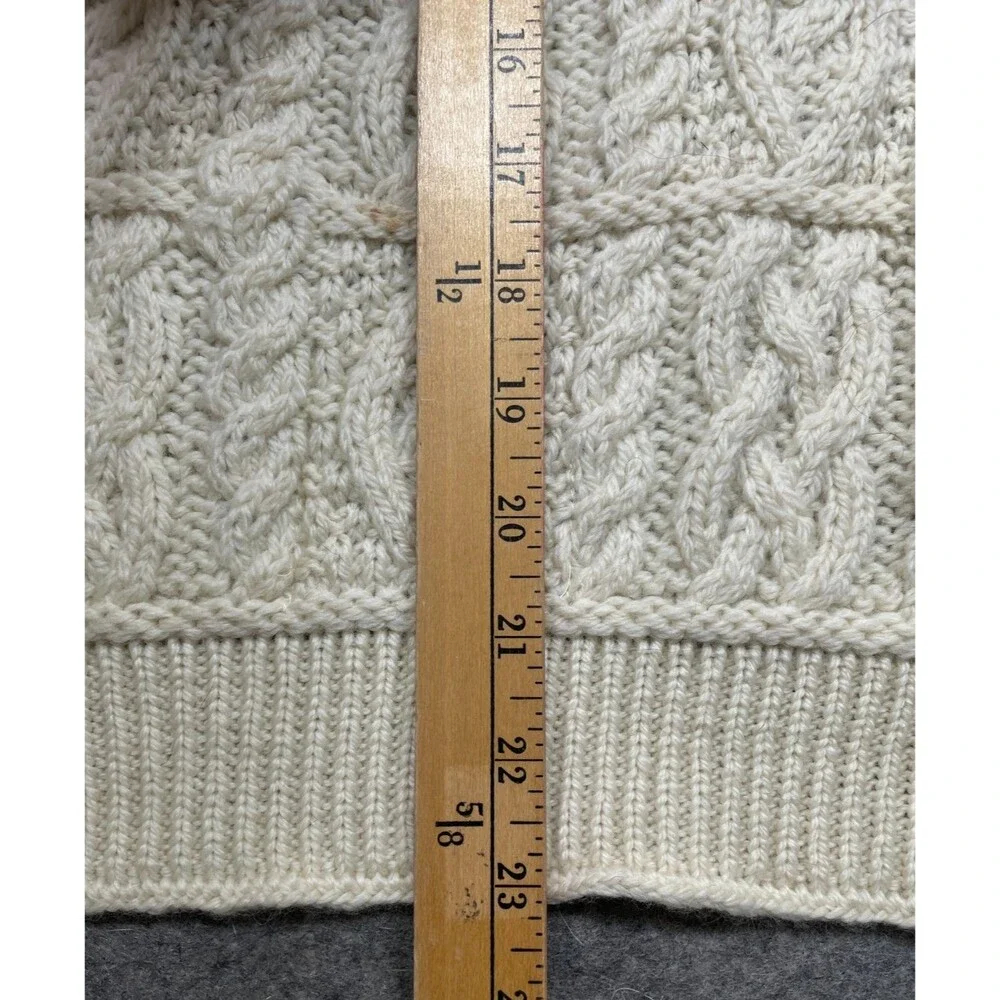 Aran Crafts Ireland Dog Sweater Coat 100% Merino Wool Cable Knit Natural Ivory L